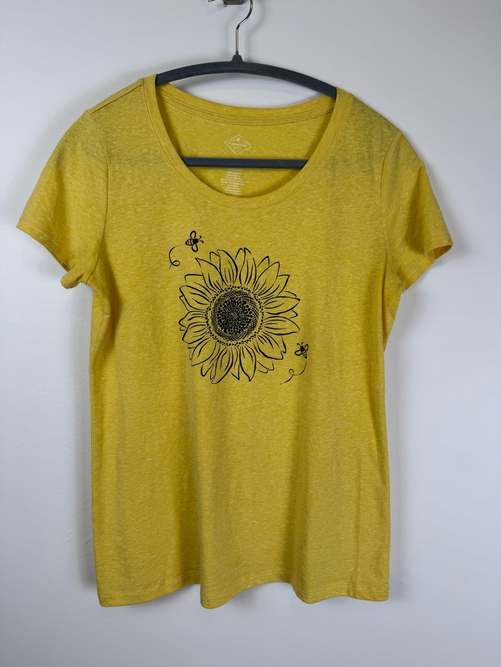 St. John's Bay Sunflower Bee Graphic Tee Women's XS Yellow Cotton Blend Shirt